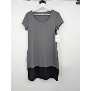 NWT Athleta Ella Dress Merino Wool Blend Women's Small Color Block Black Gray
